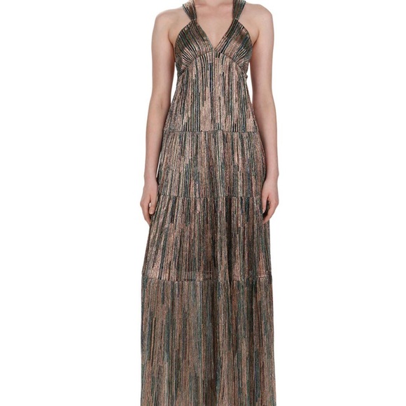 BA&SH Salsa Tiered Metallic Maxi Dress Medium NWT - Picture 2 of 8